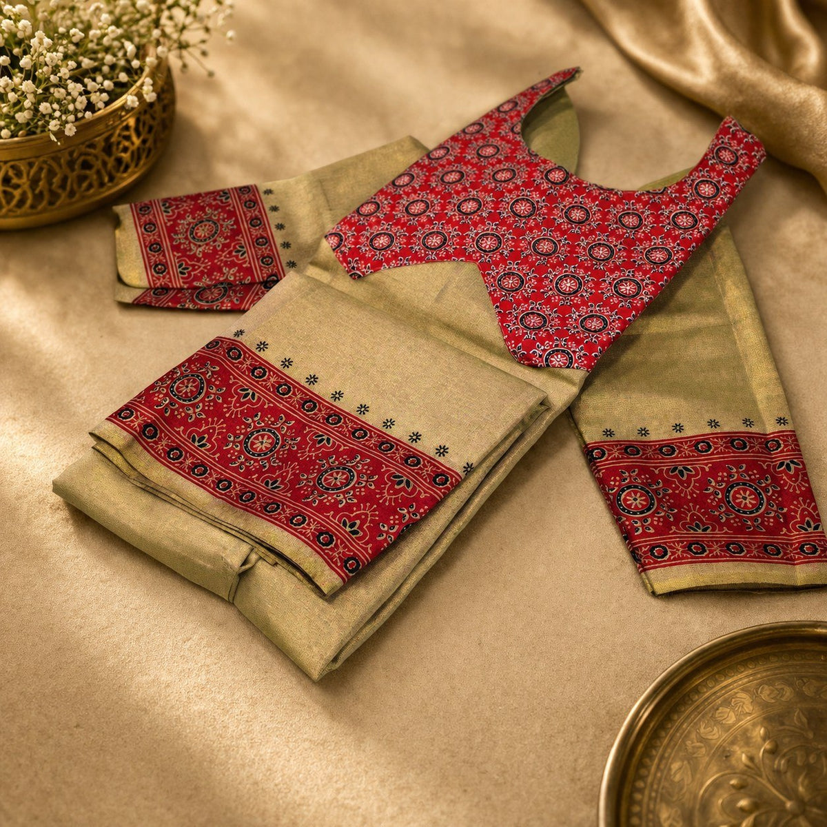 Women's Cotton Kurti Fabric Set with Ethnic Print