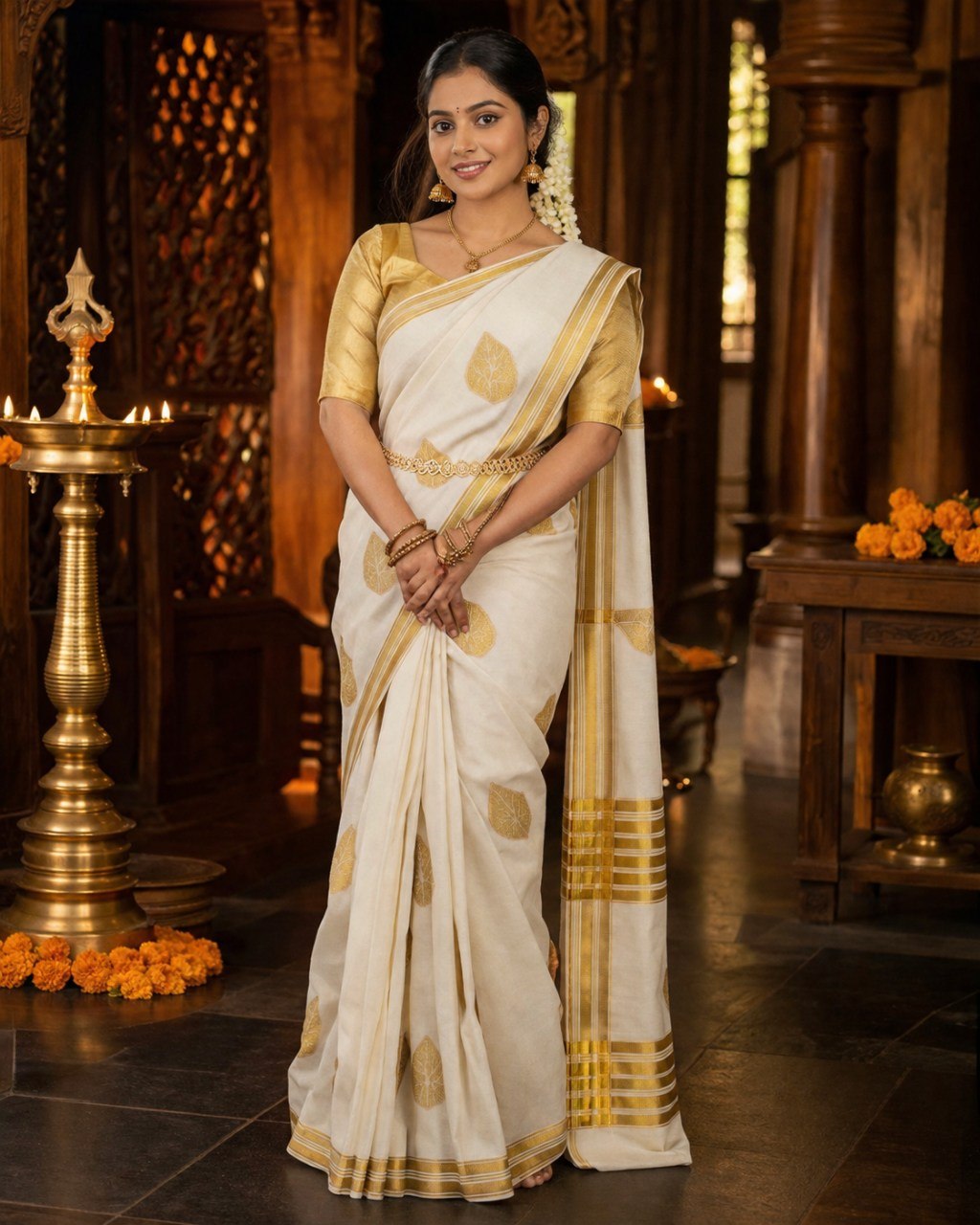 Kerala cotton Kasavu saree