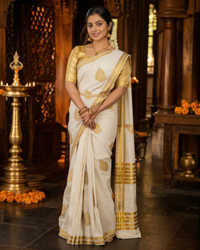 Kerala cotton Kasavu saree